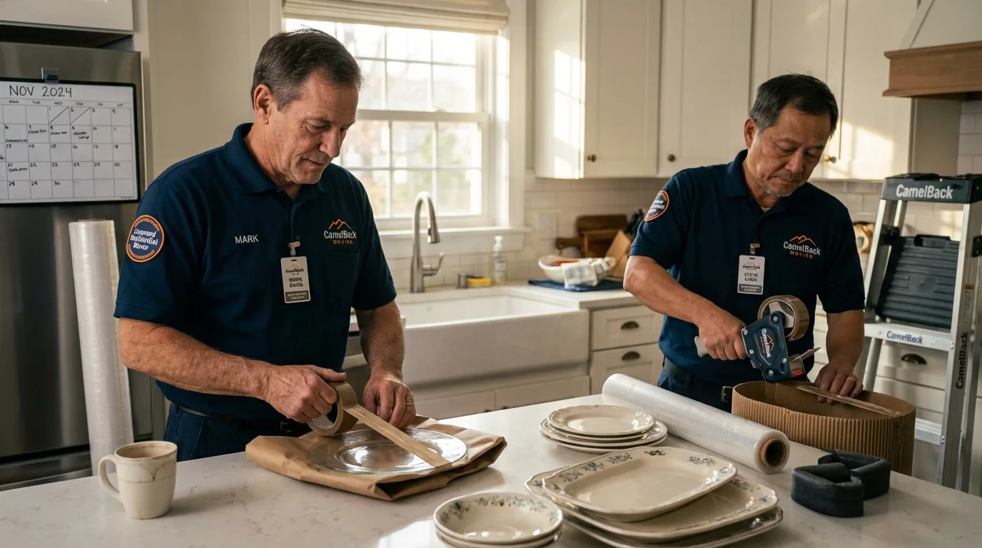 Professional crew packing kitchen dishware in Duncan, SC